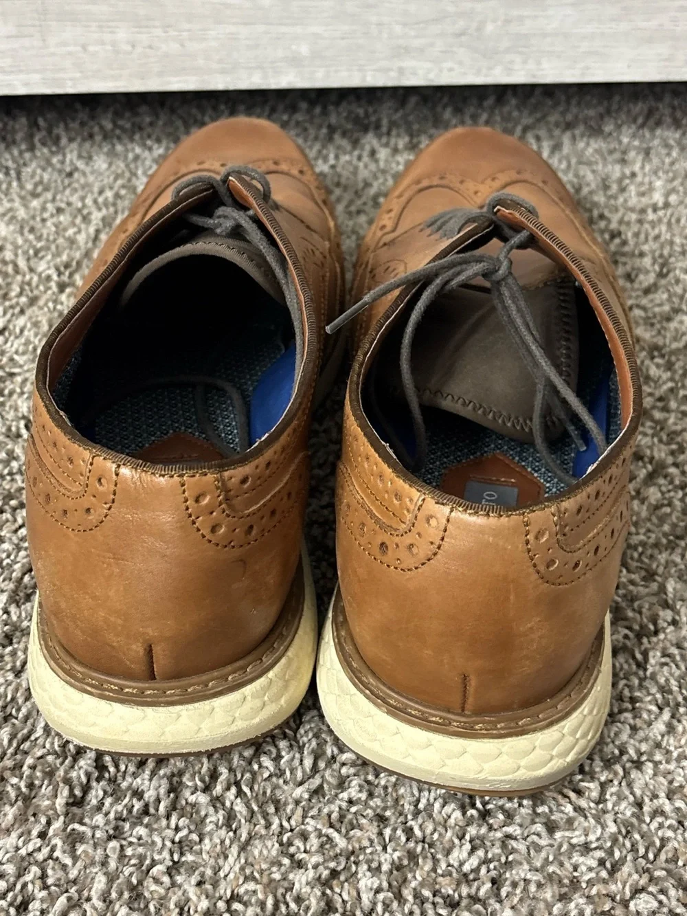 Vince Camuto Men's Tan Leather Wingtip Oxford Derby Dress Up Shoes Men Size 11.5